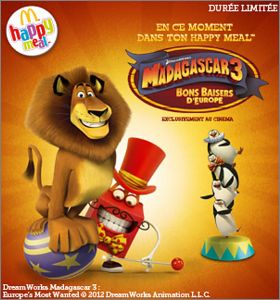 Madagascar 3 Bons Baisers d'Europe - Happy Meal - Mc Donald