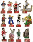 Personnages d'Europe 12 Pin's costumes traditionnels Shell