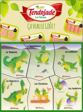 Dinosaures - 6 Magnets Puzzle - Tendriade (Le Veau) - 1990