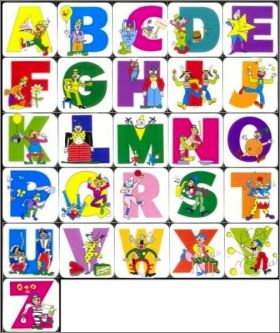 Alphabet Clown - Magnets Epais - mini-Babybel - 1990