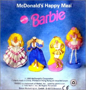 Barbie (Mattel) 4 Figurines - Happy Meal - McDonald's - 1993