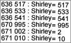 Liste des Shirley