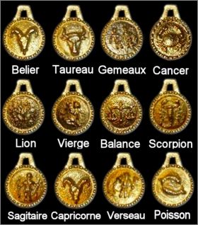 Zodiaque pendentif - 12 F�ves m�tal dor�