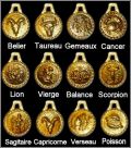 Zodiaque pendentif - 12 F�ves m�tal dor�
