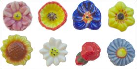 Les fleurs - 8 F�ves Brillantes relief - Nordia Aria 2002