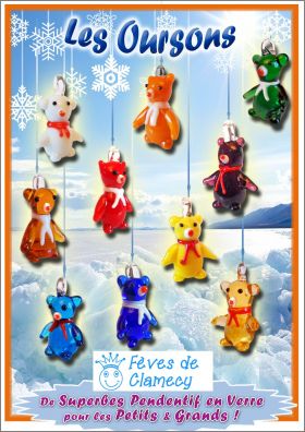 Les Oursons  - 10 F�ves en verre Clamecy Colas - 2014