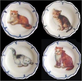 Chats - 4 F�ves Brillantes (Assiettes) - Cera-Canous - 2001