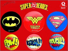 Super hros DC Comics - 6 Badges "mtal" - Quick 2001