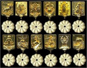 Zodiaque Or - 12 F�ves dor�es (Socle en nacre) Prime 2007