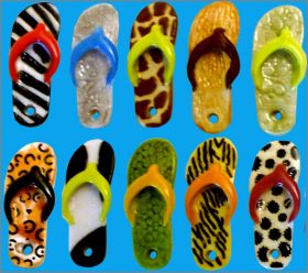 Les Tongs Jungle (Pendentifs) - 10 F�ves Brillantes - 2013