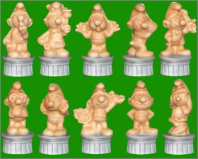 Les schtroumpfs - Statues - 10 f�ves Brillantes Peyo 2015