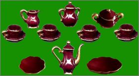 Faience de Lorraine I I 10 F�ves (rouge et or) Cadoland 2008