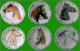 Assietines chevaux  - 6 F�ves Brillantes - 2001