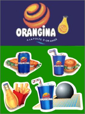 Bouteille, Canette, Gobelets - 4 magnets Orangina - 1990