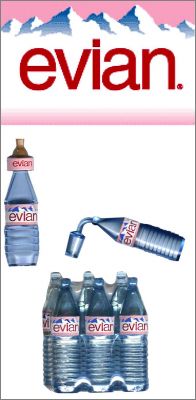 Bouteilles - 3 magnets - Evian - 1995