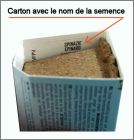 Carton avec nom de la semence