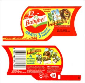 Madagascar - 8 Magnets coins ronds mini Babybel & Kiri 2005