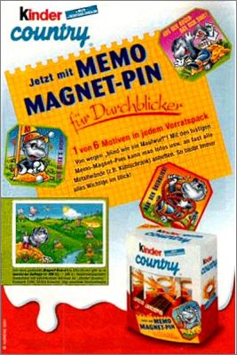 6 magnets - Kinder Country - Allemagne - 2012