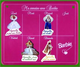Ma semaine avec Barbie - 4 Magnets + 1 support - Mattel 2000