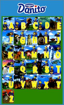 Alphabet animaux lettres jaunes Magnets Danito Danone Italie