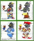 Tom et Jerry - 4 magnets  Puzzles -  Chocometz - 1995