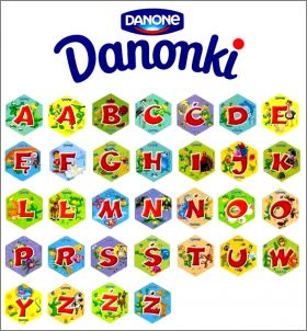 Alphabet Et - 32 Magnets hexagonaux - Danone 2008 Pologne