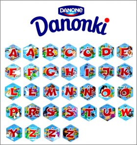 Alphabet Hiver - 32 Magnets hexagonaux - Danone 2008 Pologne