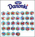 Alphabet Hiver - 32 Magnets hexagonaux - Danone 2008 Pologne