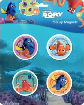 Finding Dory - Disney Pixar  - 4 Pop-Up magnets - 2016