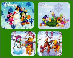 Mickey et Winnie - 4 mini magnets - Disney - 2009