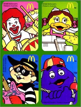 4 magnets (coins gros arrondis) Happy Meal McDonald's 1998
