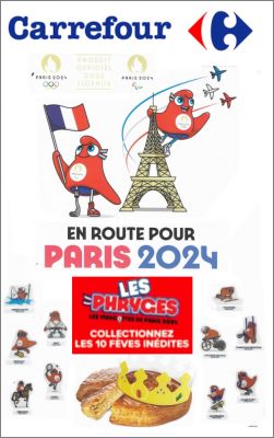 Paris 2024 ( Les Phryges) 10 fèves brillantes Carrefour 2024