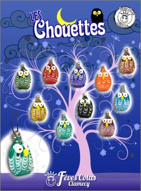 Les Chouettes - 10 Fves en verre avec blire Clamecy 2017