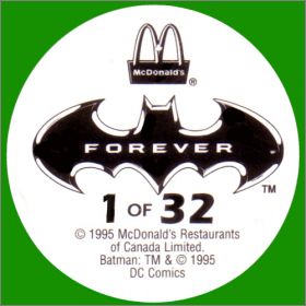 Batman forever - 32 pogs 1 kini Canada Games, McDonald 1995