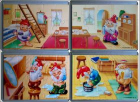 Nains de salle de bain (int�rieur) 4 puzzles Kinder 1993