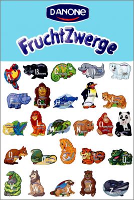Animaux Zoo - 26 magnets FruchtZwerge Danone 2010 Allemagne