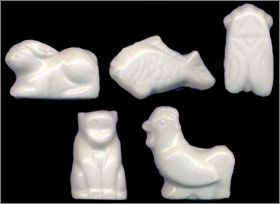 Les Animaux  - 5 Fves Emaills Blanc - Arguydal - 2000