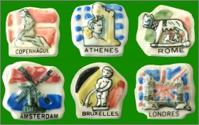 Capitales d'Europe - 6 Fves Brillantes plates relief - 1994